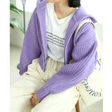 パープル | ショート丈 ニット パーカー | andme