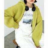 イエロー | ショート丈 ニット パーカー | andme