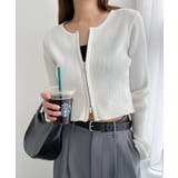 オフホワイト | ダブルジップ リブ ニット | andme