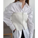 オフホワイト | ダブルジップ リブニット ビスチェ | andme