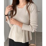 ベージュ | ペプラム ラメ ニット | andme