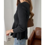 ブラック | ペプラム ラメ ニット | andme