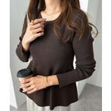 ブラウン | ペプラム ラメ ニット | andme