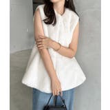 アイボリー | ノーカラー ペプラム ファー | andme