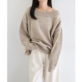 ベージュ | ボリューム袖 オフショルダー ニット | andme