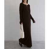 ダークブラウン | セルフカットリブ ヘンリーネック 長袖 | andme