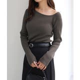 チャコールグレー | デザイン ネック リブ | andme