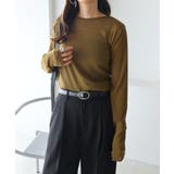 オリーブブラウン【A】 | 【選べるネックデザイン】 長袖 シアー | andme