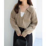 杢ベージュ | ウール混 スキッパー 長袖 | andme