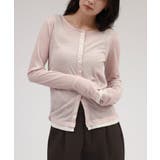 ピンク×オフホワイト | シアー ヘンリーネック バイカラー | andme