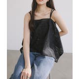 ブラック | シアー パッチワーク風 刺繍 | andme