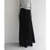 ブラック | リネンブレンド ロング ナロースカート | andme