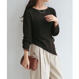 ブラック | シアー アシンメトリー 長袖 | andme