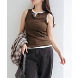 ブラウン | ヘンリーネック シアー タンクトップ | andme