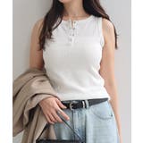 オフホワイト | ヘンリーネック シアー タンクトップ | andme