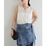 オフホワイト | シアー ヘンリーネック ノースリーブ | andme