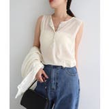 アイボリー | シアー ヘンリーネック ノースリーブ | andme