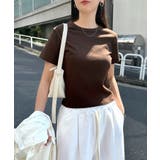 ブラウン | ショート丈 コットンフライス 半袖 | andme