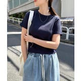 ネイビー | ショート丈 コットンフライス 半袖 | andme