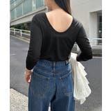 ブラック【B】 | 【選べるネックデザイン】長袖 シアー Tシャツ | andme
