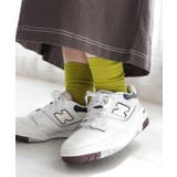 ライムグリーン | コットン混 平編み クルーソックス レディース ベーシック 春 夏 秋 冬 | andme