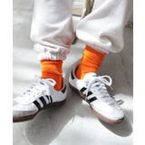 オレンジ | コットン混 平編み クルーソックス レディース ベーシック 春 夏 秋 冬 | andme