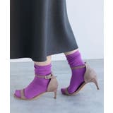 パープル | コットン混 平編み クルーソックス レディース ベーシック 春 夏 秋 冬 | andme