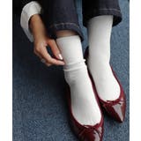 オフホワイト | コットン混 平編み クルーソックス レディース ベーシック 春 夏 秋 冬 | andme