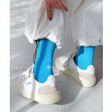 ブルー | ロゴ刺繍 リブ ソックス | andme