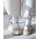 ホワイト | ロゴ刺繍 リブ ソックス | andme