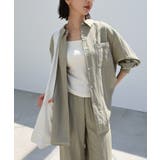 サンドカーキ | リネンブレンド オーバーサイズ シャツ | andme