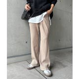 グレージュ | セルフカット リブ セミフレアパンツ | andme