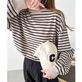 ベージュ×ブラック | コットン天竺 ボリューム 長袖 | andme