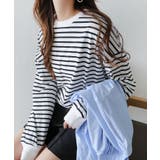 ホワイト×ブラック | コットン天竺 ボリューム 長袖 | andme