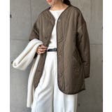 カーキブラウン | ノーカラー キルティング ジャケット | andme