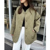 ライトカーキ | ノーカラー キルティング ジャケット | andme