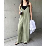 ライトカーキ | Vネック ワイド サロペット | andme