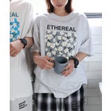 オートミール杢【B】 | フラワープリント 半袖 Tシャツ | andme