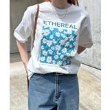 オフホワイト【A】 | フラワープリント 半袖 Tシャツ | andme