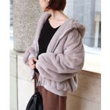 グレージュ | フェイクファー フード付き ブルゾン | andme