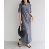 ブルー | 楊柳 配色メロー ワンピース | andme