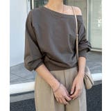 チャコールグレー | ボリューム袖 オフショルダー スウェット | andme