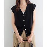 ブラック | フレンチスリーブ メタルボタン ニット | andme