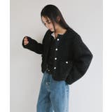 ブラック | ラメ ボア 金ボタン | andme