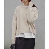 ベージュ | ボリューム袖 クルーネック ニット | andme