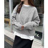 杢チャコールグレー | ボリューム袖 クルーネック ニット | andme