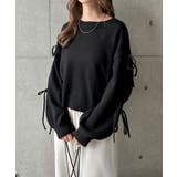 ブラック | 袖スリット リボン 長袖 | andme