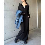 ブラック | セルフカットリブ ヘンリーネック 長袖 | andme