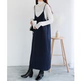 ネイビー | Vネック ツイル キャミワンピース | andme