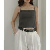 チャコールグレー | テレコリブ カップ付き バックストラップ | andme